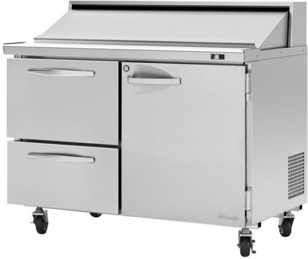 Turbo Air - PRO Series 48.25" Silver Sandwich/Salad Unit with 2 Drawers and 1 Left Hinged Door - PST-48-D2R(L)-N