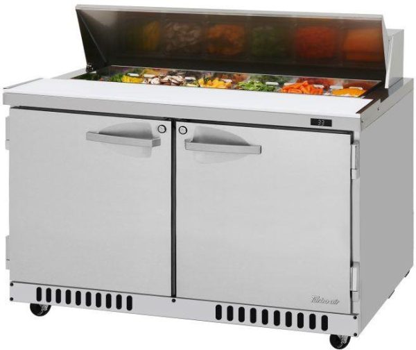 Turbo Air - PRO Series 48.25" Silver Two-Section Sandwich/Salad Prep Table with Front Breathing Airflow - PST-48-FB-N