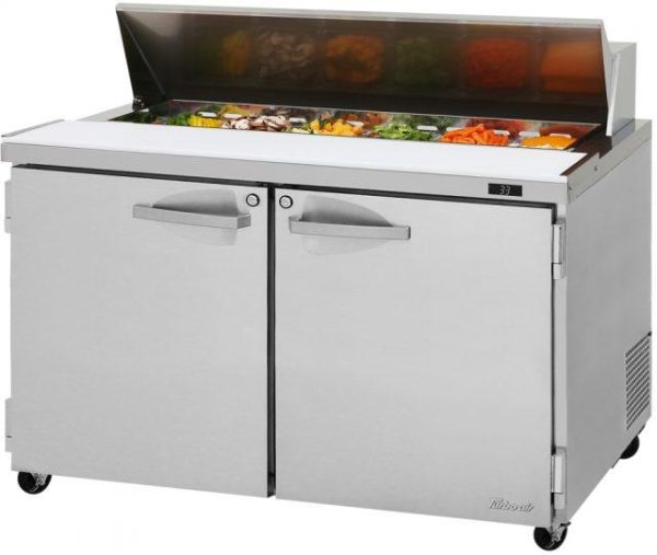 Turbo Air - PRO Series 48.25" Silver Two-Doors Sandwich/Salad Prep Table with Solid door and Side Breathing - PST-48-N