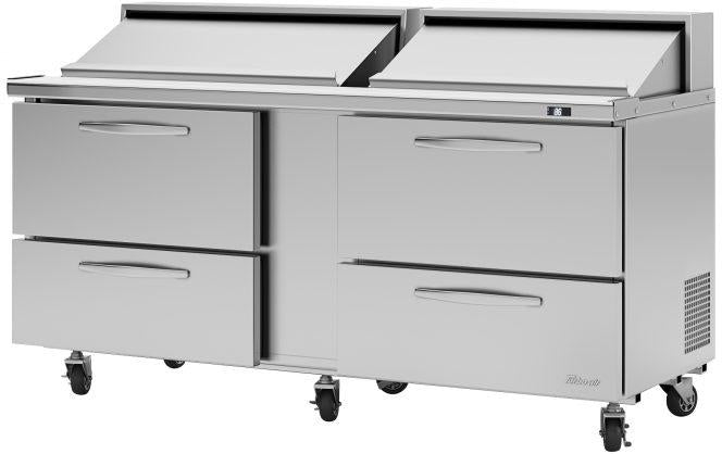 Turbo Air - PRO Series 72.6" Silver Two-Section Sandwich/Salad Prep Table with 4 Drawers - PST-72-D4-N Turbo Air – PRO Series 72.6″ Silver Two-Section Sandwich/Salad Prep Table with 4 Drawers – PST-72-D4-N (ETA 5-6 Weeks)