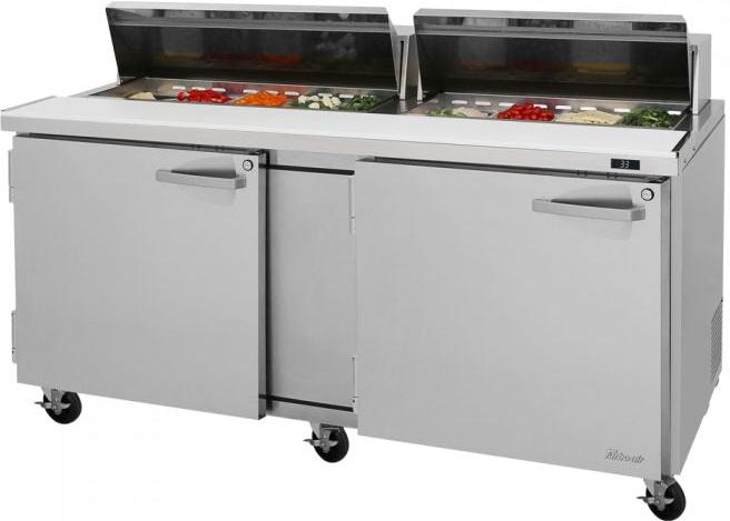 Turbo Air - PRO Series 72.6" Silver 2 Solid Hinged Swing Doors Sandwich/Salad Prep Table with Refrigerated Base and 2 Shelves - PST-72-N Turbo Air – PRO Series 72.6″ Silver 2 Solid Hinged Swing Doors Sandwich/Salad Prep Table with Refrigerated Base and 2 Shelves – PST-72-N (ETA 5-6 Weeks)