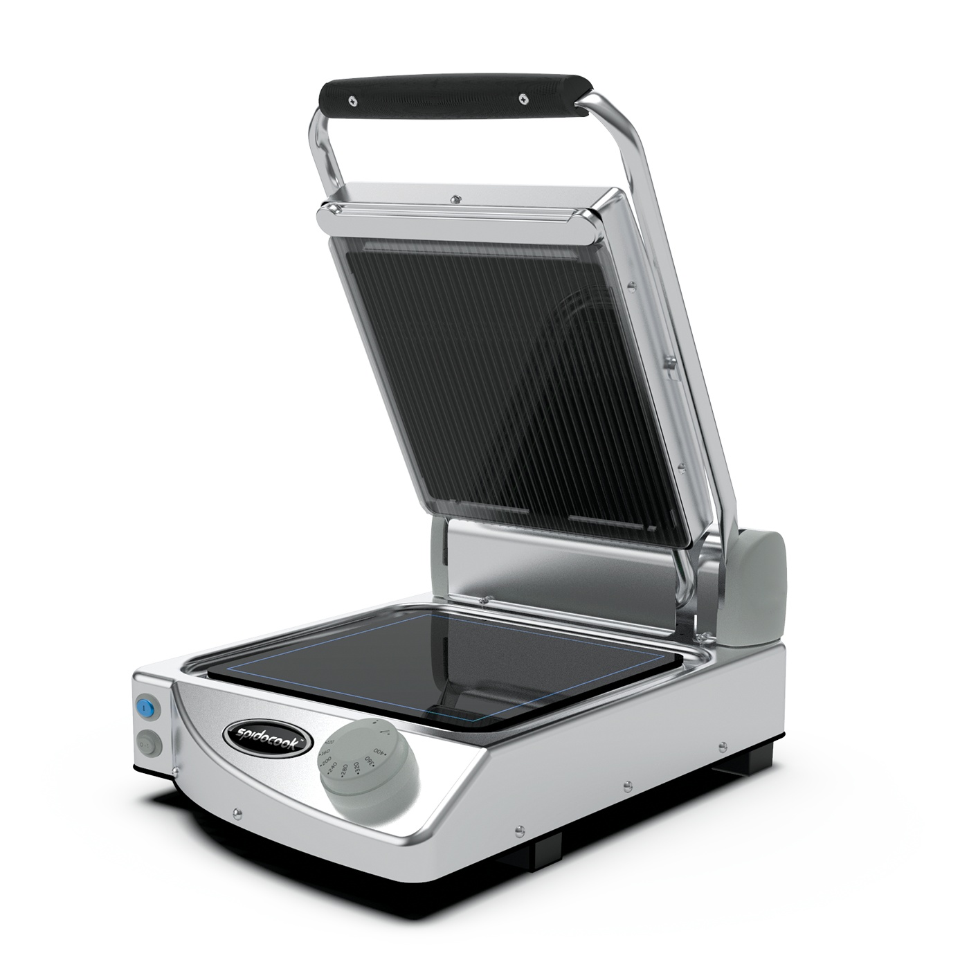 Eurodib SAP010R 13" Single Contact Panini Grill With Grooved Top & Smooth Glass Bottom Eurodib SAP010R 13″ Single Contact Panini Grill With Grooved Top & Smooth Glass Bottom