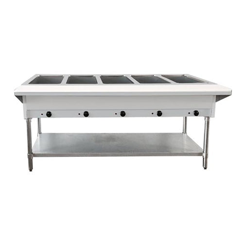 Omcan FW-CN-0005-FH 5 Pan Electric Hot Food Table with Cutting Board - 208 Volts