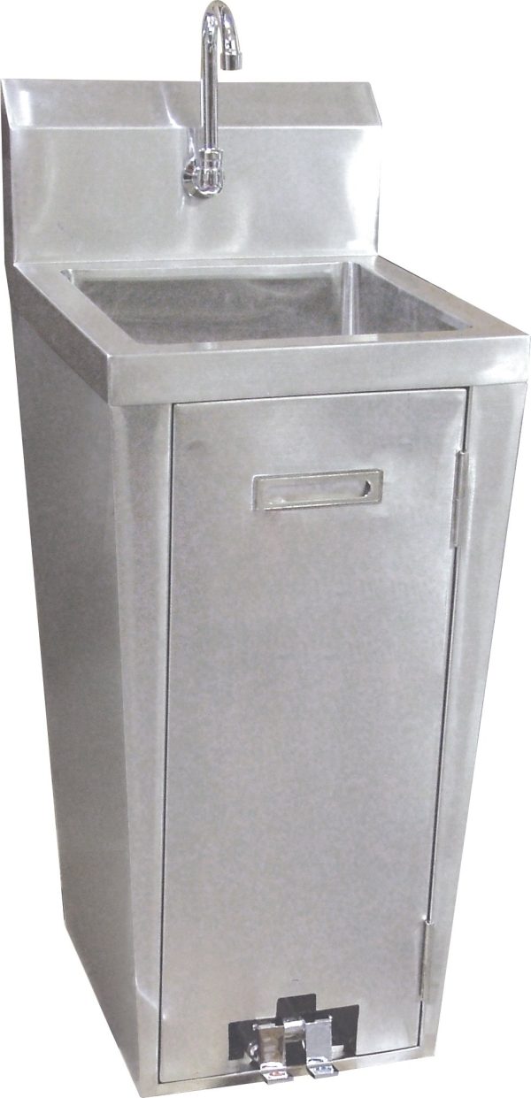 Stainless Steel Pedestal Sink with Foot Valve and Faucet