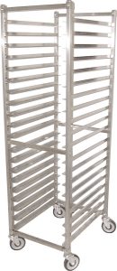 Stainless Steel Square Flat Top Bun Pan Rack with 20 slides and 3″ spacing