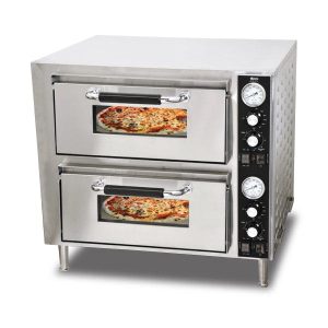 27" Countertop Double Chamber Electric Pizza Oven with Ceramic Deck- 240V, 1 Ph, 3.2 kW