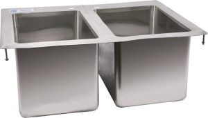 10″ x 14″ x 10″ Stainless Steel Double Tub Drop in Sink with Flat Top