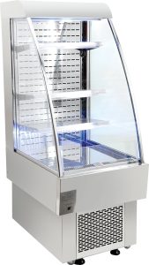 24″ Three (3) Shelf Grab-and-Go Open Refrigerated Floor Display Showcase, 8.12 cu.ft. (243 lbs), Silver