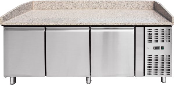 80" Three (3) Doors Granite Top Refrigerated Pizza Prep Table, 20.5 cu.ft. (580 L), Stainless Steel