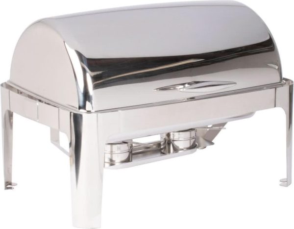 9 L / 9.5 qt Stainless Steel Round Chafing Dish with Roll Top Cover