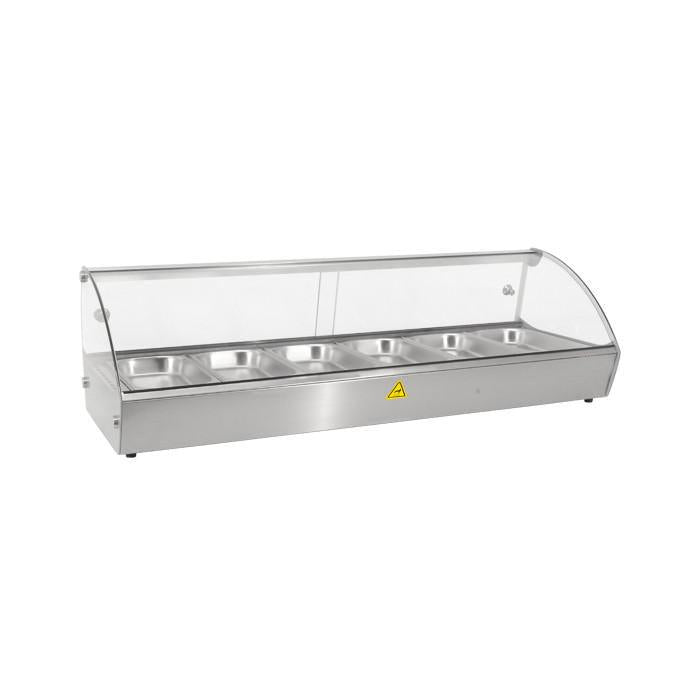 44" Countertop Display Warmer, 6 Pans, Curved Glass, Full-Service 44" Countertop Display Warmer, 6 Pans, Curved Glass, Full-Service