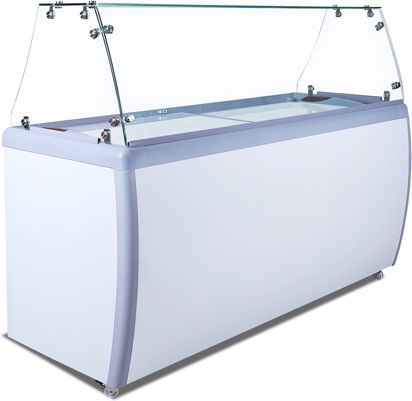 60″ 10+8 Tubs Capacity Ice Cream Dipping Freezer with Flat Sneeze Guard