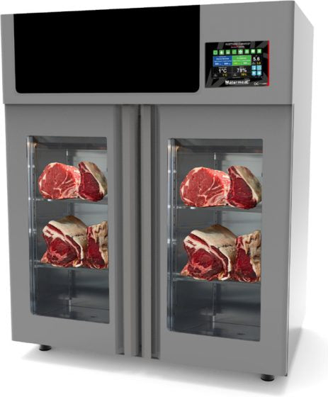 Stagionello® Maturmeat® 150kg Meat Curing Cabinet with ClimaTouch® and Fumotic®, Front and Back View - Black