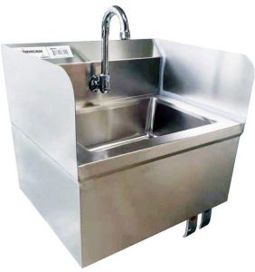 Fabricated Hand Sink with Knee Valve Assembly and Side Splashes