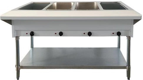 58″ 4 Pan Open Well Electric Steam Table with Cutting Board and Adjustable Undershelf, 208-240 V, 1 Ph, 3 kW – 4 kW