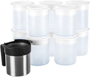 Pacojet Transparent Synthetic Pacotizing Beaker Set of 10 + 1 Chrome Steel Protective Outer Beaker