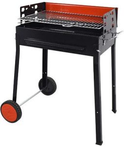 Painted Steel Charcoal BBQ Grill with 2 Wheels
