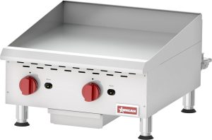 24″ Countertop Gas Griddle 2 Burners with Manual Control, 60,000 BTU