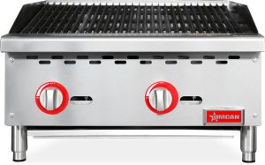 24″ Radiant Gas Charbroiler, 2 burners, 70000 BTU