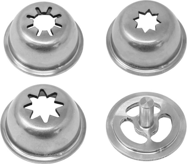 Set of 4 Stainless Steel Churro Nozzles Attachment for Sausage Stuffer