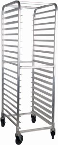 Mobile Steam Table Pan Rack, 20 Slides with 3″ Spacing, Curved Top, Aluminum