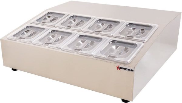 28″ Countertop Refrigerated Prep Rail with 8 x GN 1/6 Pans Capacity