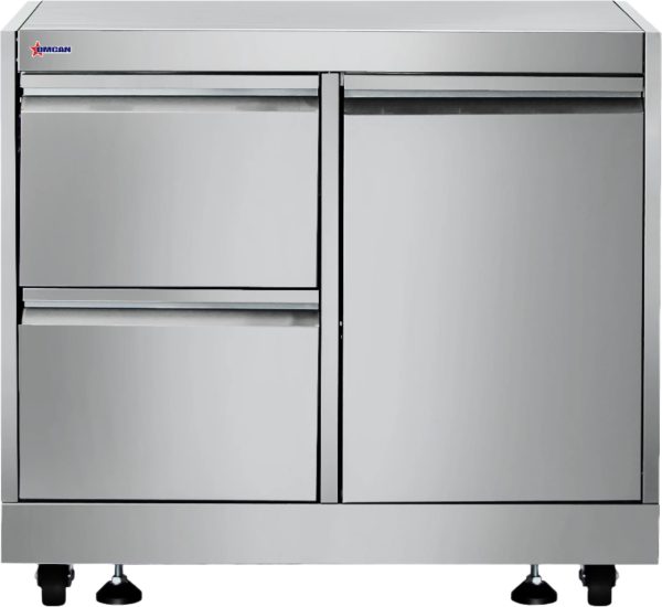 32″ Stainless Steel Cabinet Stand for #47876 with Gas Tank Cabinet and 2 Drawers with Soft Hinge Drawer Slide