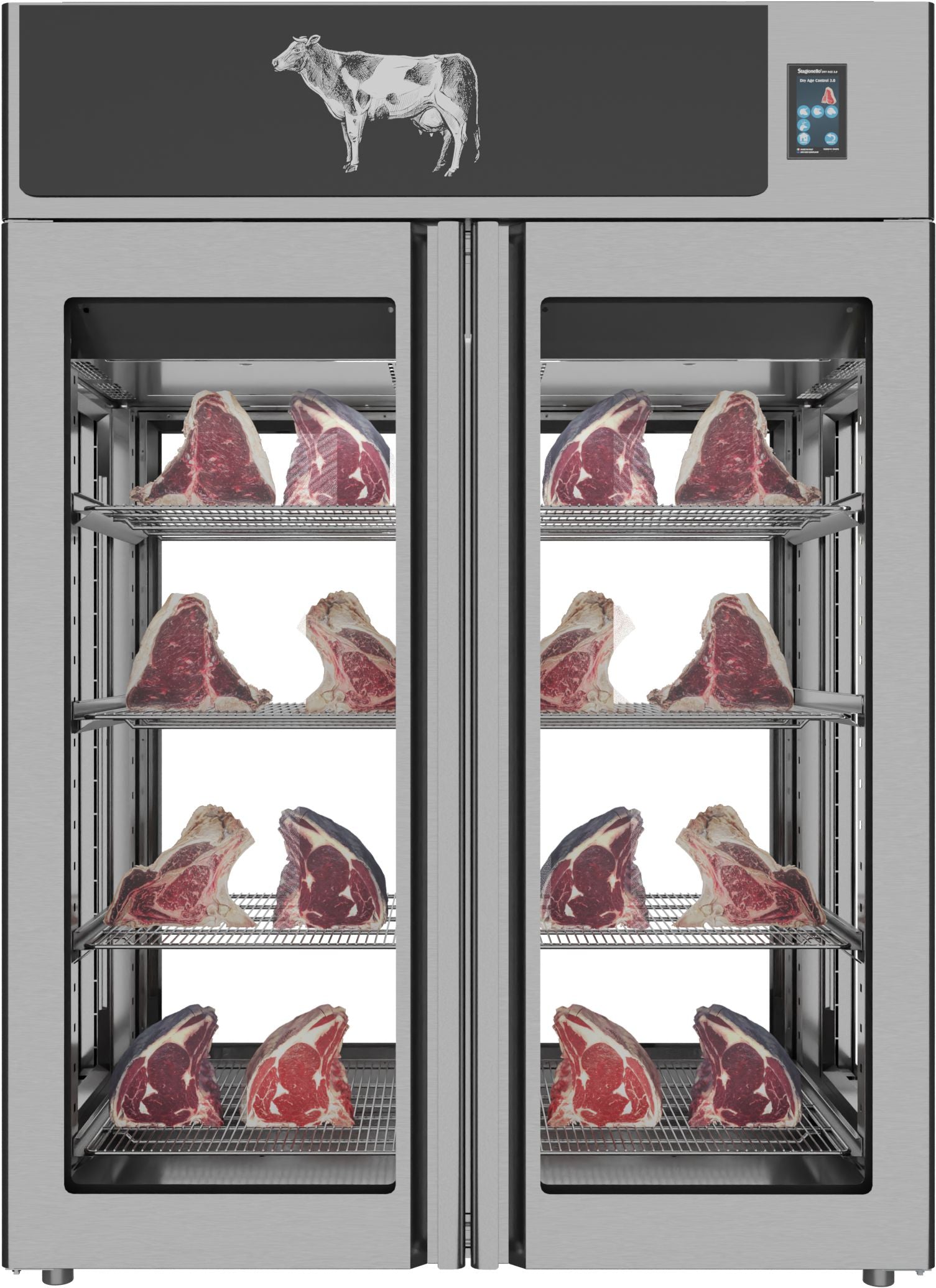 Stagionello® Dry Age 3.0 TWIN 1400 Liter, 150 Kg + 150 Kg Dry Aging Cabinet with Humidity Management, 2-Glass View – 220-240V, 1Ph, 548W Stagionello® Dry Age 3.0 TWIN 1400 Liter, 150 Kg + 150 Kg Dry Aging Cabinet with Humidity Management, 2-Glass View – 220-240V, 1Ph, 548W