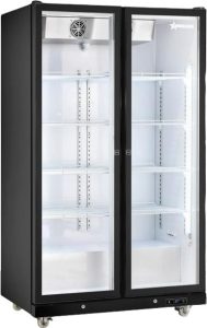 48” Two (2) Glass Door Display Refrigerator with LED Light, 35.5 cu.ft. (1000 L), Black