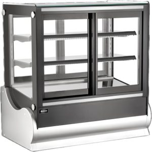 36” Two (2) Shelf Square Refrigerated Self-service Countertop Display Case, 7 cu.ft.(185 L), Black
