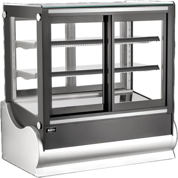 36” Two (2) Shelf Square Refrigerated Self-service Countertop Display Case, 7 cu.ft.(185 L), Black