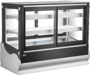 48” Two (2) Shelf Square Refrigerated Self-service Countertop Display Case, 9 cu.ft. (255 L), Black