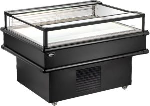 50” x 37.5” Refrigerated Island Top-Open Showcase, 5.7 cu.ft. (161 L), Black