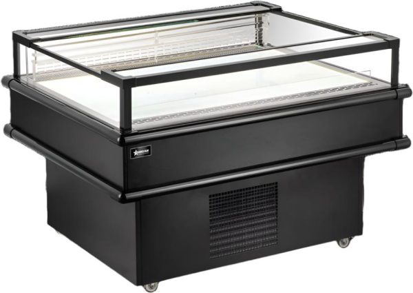 61” x 37.5” Refrigerated Island Top-Open Showcase, 7.1 cu.ft. (202 L), Black