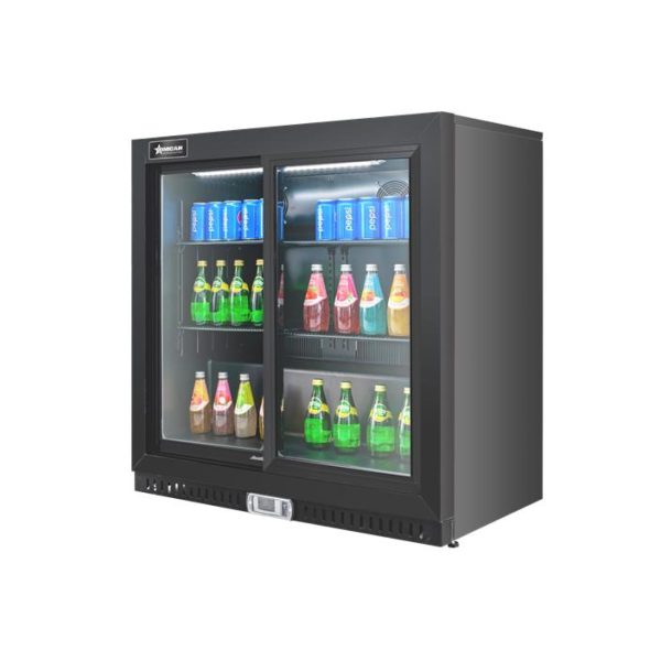 36" One (1) Sliding Door Back Bar Beverage Cooler with Lock, 7.5 cu.ft. (212L), Black