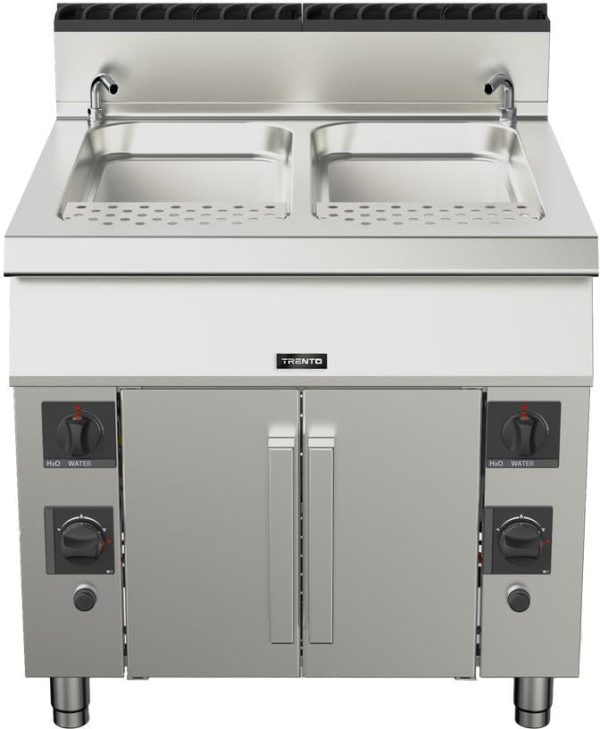 Trento 2 x 12 (45L) Gallon Double Tank Natural Gas Pasta Cooker, Double Burner – 156,000 BTU