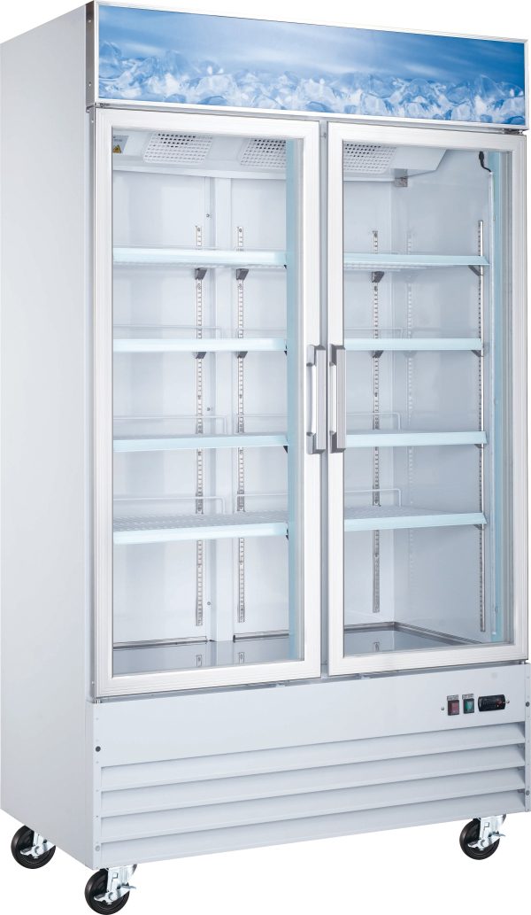49″ Two (2) Glass Door Display Freezer, 29 cu.ft (821 L), White