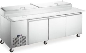 92″ Three (3) Door Refrigerated Pizza Prep Table, 24 cu.ft (680 L), Stainless Steel