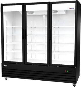 79" Three (3) Glass Door Display Refrigerator, 59.5 cu.ft. (1985 L), Black
