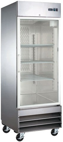29″ One (1) Glass Door Reach-In Refrigerator, 23 cu.ft. (651 Liter), Stainless Steel