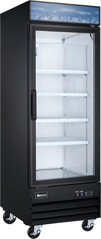 31” One (1) Glass Door Display Freezer, 23 cu.ft. (648 L), Black