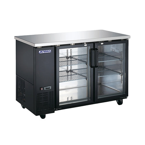 Aurora 61″ Two (2) Glass Door Back Bar Cooler with Lock, 15.8 cu.ft. (446 L), Black