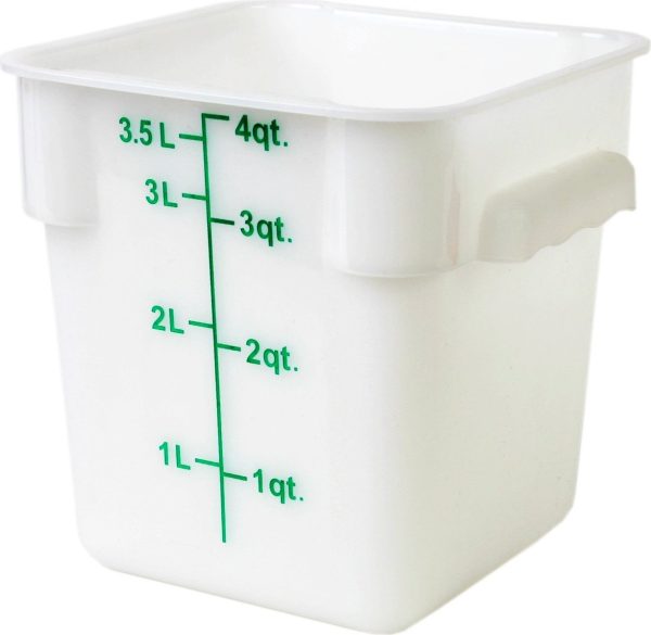4 qt Polypropylene White Square Food Storage