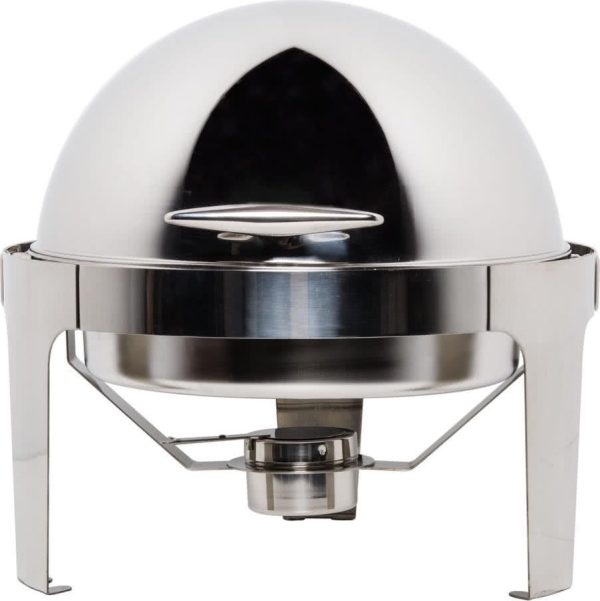 6 qt (5.6 L) Stainless Steel Round Chafing Dish with Roll Top Lid
