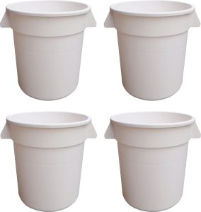 32-Gallon Polyethylene White Round Ingredient Bin