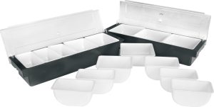 White Inserts for Plastic 4-Compartment Condiment holder with clear cover