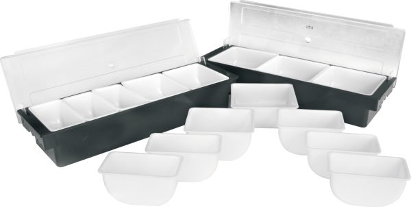 White Inserts for Plastic 4-Compartment Condiment holder with clear cover