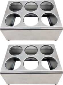 Stainless Steel Flatware Cylinder – 6 holes / 2 tier holder