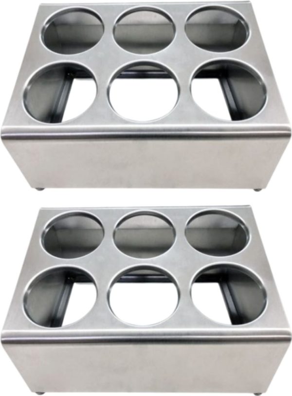 Stainless Steel Flatware Cylinder – 6 holes / 2 tier holder