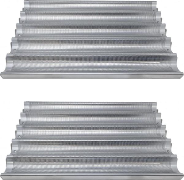 26″ x 18″ Baguette/French Bread Pan, Glazed Aluminum, 5-Loaf 26″ x 3″ Compartments